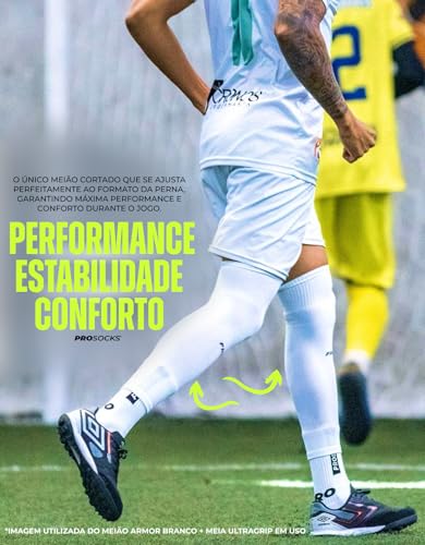 Prosocks Armor Meião Cortado Futebol Profissional com Compressão Sem Pé Tamanho Único 38-45