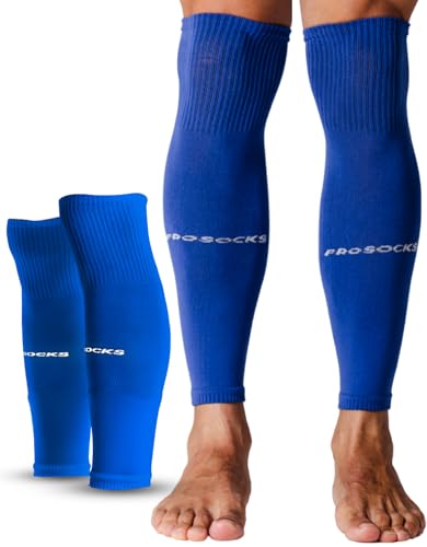 Prosocks Armor Meião Cortado Futebol Profissional com Compressão Sem Pé Tamanho Único 38-45 - Azul Escuro