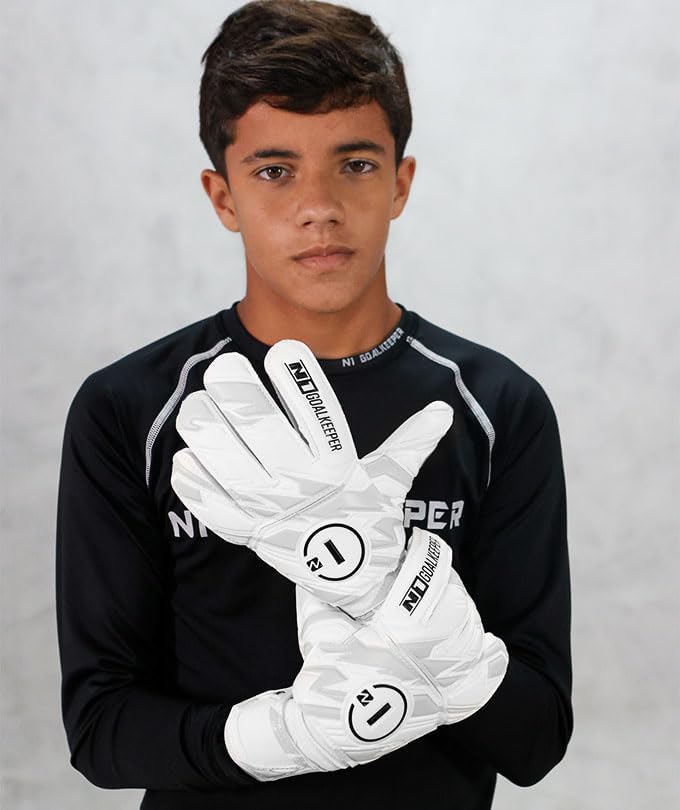 Luva de Goleiro Campo e Society Semi Profissional N1 Starter Cor:White, Tamanho:7|B0FG9VH8TT