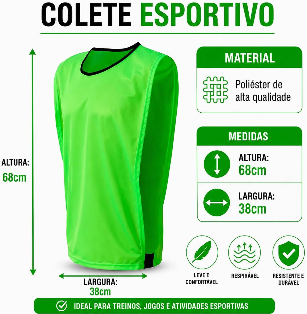 Kit Colete de Futebol TRB Reforçado, 15 Unidades